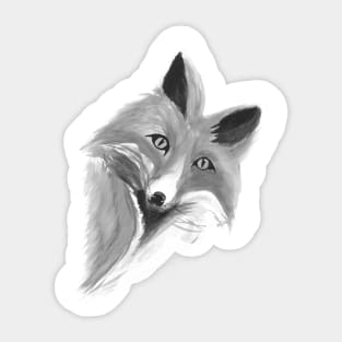 Fox - Black and White Sticker